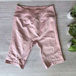 GYMSHARK light pink eyelet bike shorts size S